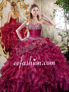 New Style Burgundy Fashionable Quinceanera Gowns with Beading and Ruffles