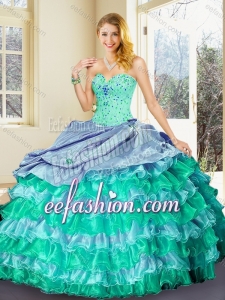 Perfect Ball Gown Multi Color Quinceanera Dresses with Ruffled Layers for 2016