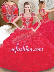 Perfect Sweetheart Red Quinceanera Dresses with Beading and Pick Ups for 2016