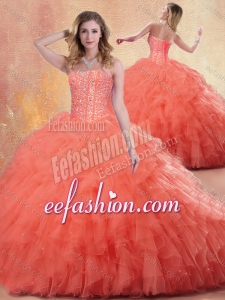 Pretty Ball Gown Orange Red Quinceanera Dresses with Ruffles