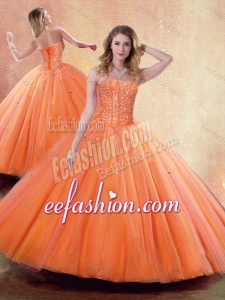 Pretty Ball Gown Sweetheart Orange Fashionable Quinceanera Dresses with Beading