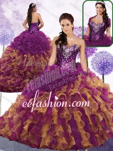 Pretty Sweetheart Beading and Ruffles Quinceanera Gowns in Multi Color for 2016