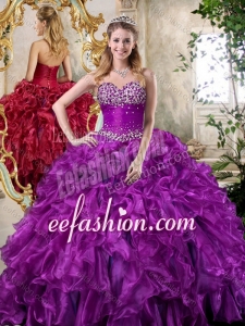 Super Hot Sweetheart Purple Amazing Quinceanera Dresses with Beading and Ruffles