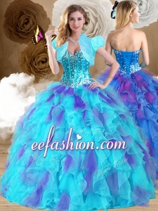 Sweet Ball Gown Sweetheart Ruffles Sweet 16 Fashionable Dresses in Multi Color