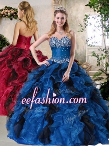 Top Selling Ball Gown Multi Color Sweet 16 Dresses with Beading and Ruffles for 2016