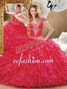 Wonderful Red Sweet 16 Dresses with Beading and Ruffles for 2016