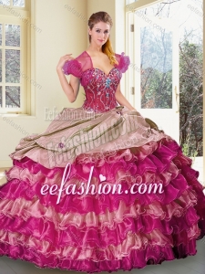 Wonderful Sweetheart Multi Color Quinceanera Gowns with Ruffled Layers for 2016