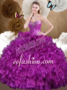 Beautiful 2016 Purple Sweet 16 Gowns with Beading and Ruffles