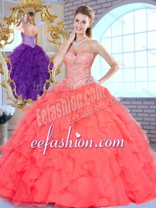 Beautiful Ball Gown Beading and Ruffles Quinceanera Gowns for 2016