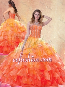 Beautiful Ball Gown Quinceanera Gowns with Beading and Ruffles for 2016