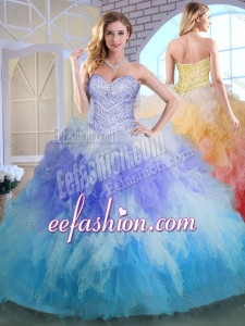 Elegant Sweetheart Multi Color Quinceanera Gowns with Beading and Ruffles for 2016