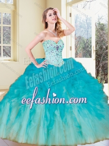 Hot Sale Ball Gown Quinceanera Gowns with Beading and Ruffles for 2016