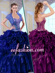 Luxurious Ball Gown Sweetheart Quinceanera Dresses with Ruffles and Appliques for 2016