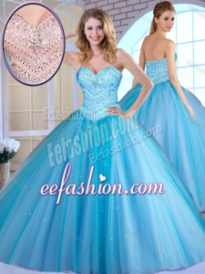 Most Popular Ball Gown Baby Blue Quinceanera Dresses with Beading for 2016