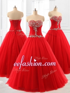 Perfect A Line Beading Tulle In Stock Quinceanera Dresses for 2016