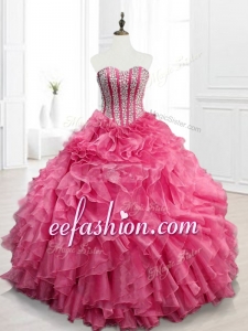 2016 Modest Sweetheart In Stock Quinceanera Gowns with Beading and Ruffles