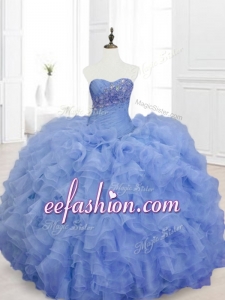 2016 New Style Blue In Stock Quinceanera Dresses with Beading and Ruffles