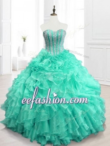 Best Selling Beading and Ruffles In Stock Sweet 16 Dresses in Apple Green