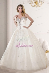 2014 Pretty Sweetheart Sleeveless Wedding Dresses with Beading