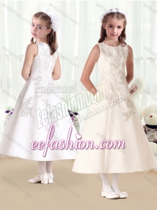 Beautiful Scoop Princess Cute Flower Girl Dresses with Appliques
