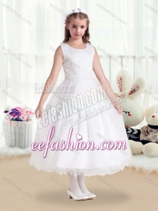 Cute Scoop White Cute Flower Girl Dresses in Lace for 2016