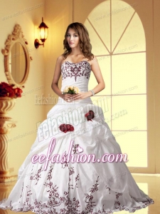 Elegant Ball Gown Sweetheart Brush Train Wedding Dress with Embroidery