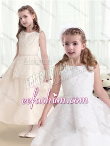Hot Sale Bateau Cute Flower Girl Dresses with Beading and Appliques