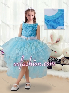 Latest High Low Little Girl Pageant Dresses with Belt and Appliques