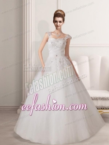 Lovely A Line Straps Appliques Lace Wedding Dresses with Floor Length