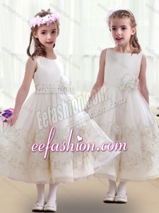Lovely Scoop Cute Flower Girl Dresses with Beading and Appliques