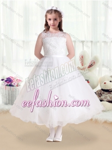 New Style Scoop Appliques White Cute Flower Girl Dresses