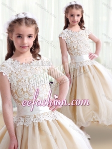 Simple Scoop Ball Gown Cute Flower Girl Dresses with Belt