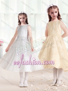 Sweet Princess Scoop Cute Flower Girl Dresses in Lace