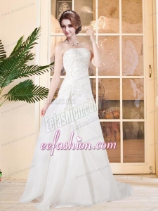 2014 Elegant Princess Strapless Court Train Wedding Dresses with Lace
