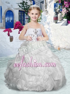 Beautiful Spaghetti Straps Cute Flower Girl Dresses with Beading and Bubles