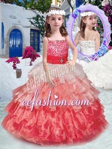 Beautiful Spaghetti Straps Mini Quinceanera Dresses with Beading and Ruffled Layers