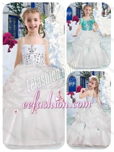 Best Spaghetti Straps Cute Flower Girl Dresses with Beading and Bubles