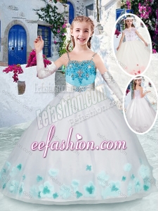 Classical White Little Girl Pageant Dresses with Appliques and Beading