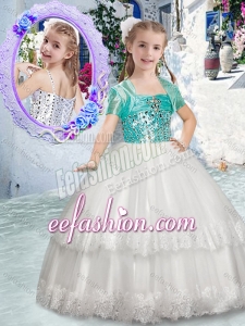 Customized Spaghetti Straps Cute Flower Girl Dresses with Beading and Lace