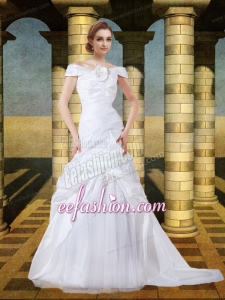 Elegant Princess Court Train Appliques Wedding Dresses with Off the Shoulder