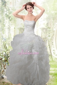 Exquisite Strapless Ruffles Wedding Dress with Zipper Up