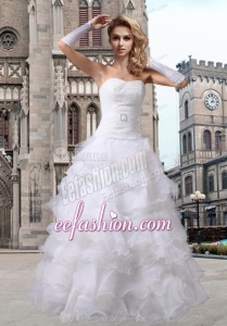 Fashionable Princess Sweetheart Ruffled Layers Wedding Dress with 3/4 Sleeves