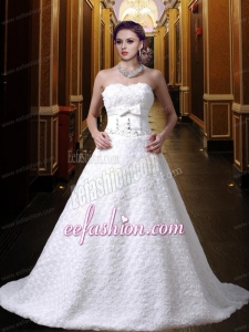 Gorgeous A Line Sweetheart Bowknot Wedding Dress wth Beading