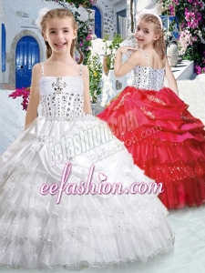 Hot Sale Spaghetti Straps Little Girl Pageant Dresses with Ruffled Layers