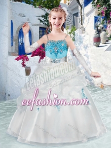 Latest Spaghetti Straps Cute Flower Girl Dresses with Appliques and Bubles