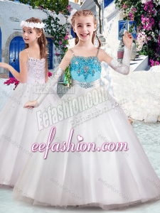 Latest Spaghetti Straps Cute Flower Girl Dresses with Appliques and Bubles