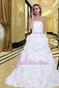 Luxurious Rolling Flowers Beading 2014 Wedding Dresses with Strapless