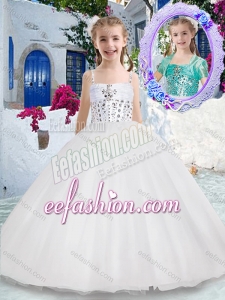 Luxurious Spaghetti Straps Ball Gown Cute Flower Girl Dresses with Beading