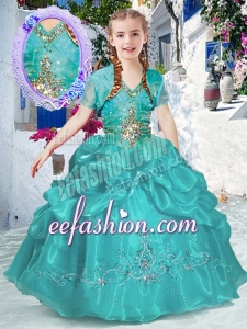 New Style Halter Top Bubles Little Girl Pageant Dresses in Turquoise