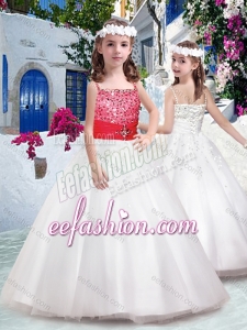 Perfect Spaghetti Straps Cute Flower Girl Dresses with Appliques and Beading